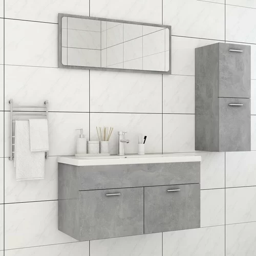 vidaXL Komplet kopalniškega pohištva betonsko siva iverna plošča