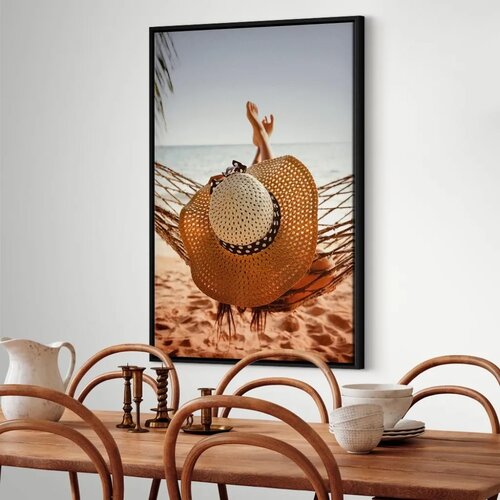  Slika - Hammock on the Beach (1 Part) Vertical 60x90 U crnom drvenom okviru Slike