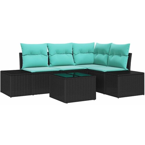 vidaXL Vrtna sedežna garnitura 5 pcs Črna Poly ratan, (5000063182) Cene