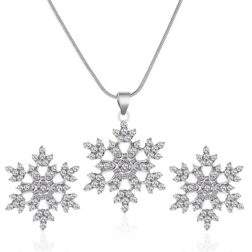 INF Komplet ogrlice Snowflake iz 3 delov Silver, (21237859) Cene