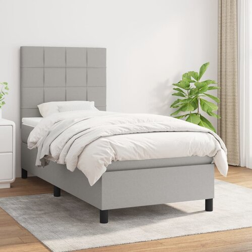 The Living Store Box spring postelja z vzmetnico svetlo siv 100x200 cm blago - Box Spring Postelja, (21503902) Slike
