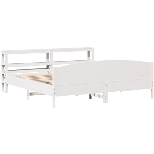 vidaXL Posteljni okvir z vzglavjem bel 200x200 cm trdna borovina, (21304037) Cene