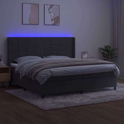  Box spring s madracem LED tamnosivi 200x200 cm bar&amp;scaron;un Slike
