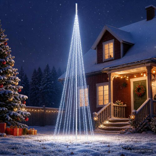  Božićno drvce od svjetlosnih niti s klinom i jarbolom 180 cm Slike