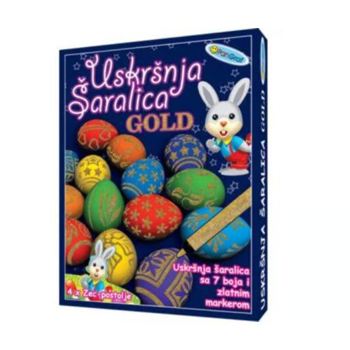  Set boja za uskršnja jaja 7/1 + zlatni marker-šaralica + postolje-kartonski zec 4/1 Cene