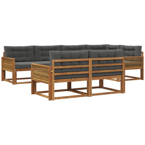 vidaXL Zunanja garnitura za sedenje 7 pcs Naravna in antracitna, (5000282488) Cene