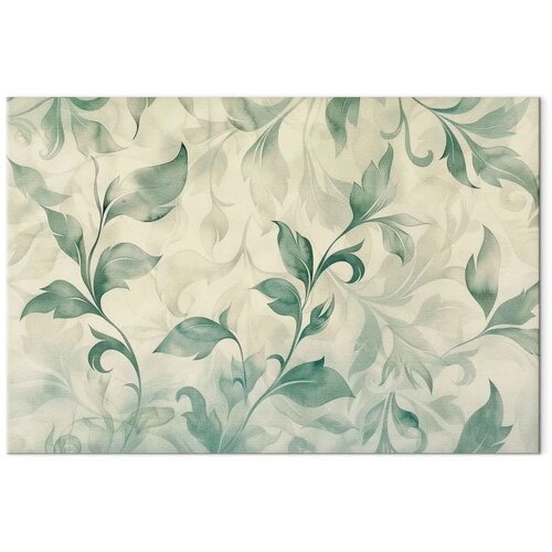  Slika - Watercolor Botanical Motif Delicate Green-Beige Leaves 90x60 Premium Print Slike