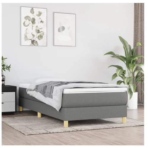  Box spring postelja z vzmetnico temno siva 80x200 cm blago
