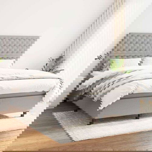  Box spring posteljni z vzmetnico svetlo siv 140x190 cm blago, (20739335) Cene