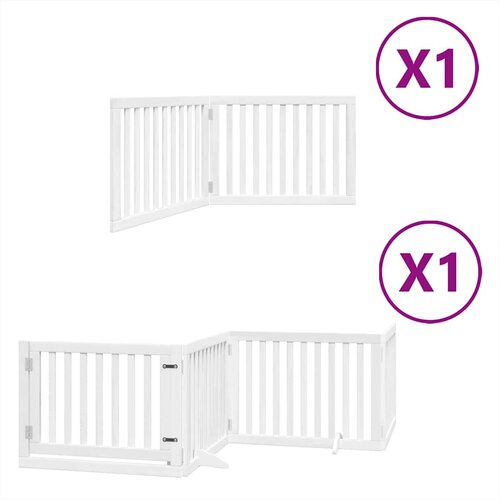  Vrata za pse s vrata&amp;scaron;cima 6 panela sklopiva 480 cm drvo topole Bijela 80 x 60 x 2 cm Slike