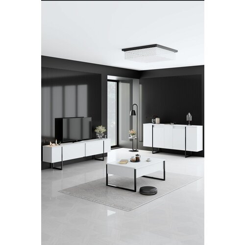 HANAH HOME luxe - white, black whiteblack living room furniture set Slike