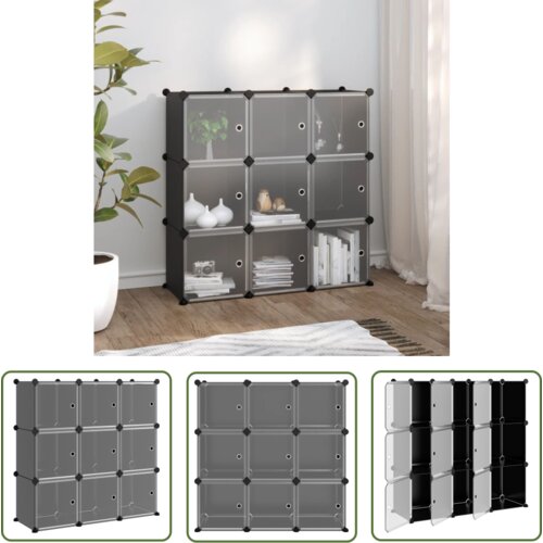 The Living Store Organizator za shranjevanje kock z 9 kockami in vrati Black PP - Kockasta Omarica Za Shranjevanje, (21744465) Cene