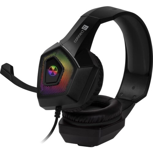 Connect IT CHP-5600-BK - LED RGB gejmerske žičane slu&amp;scaron;alice sa mikrofonom, crne Slike