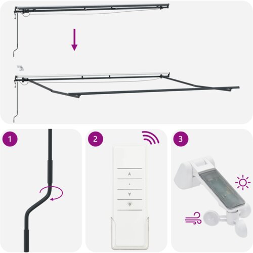 vidaXL automatska uvlačiva tenda s LED multi-bojnom prugom 500x300 cm Cene