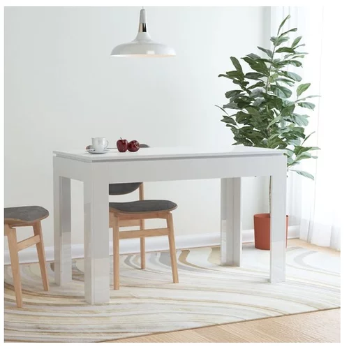  Jedilna miza visok sijaj bela 120x60x76 cm iverna plošča