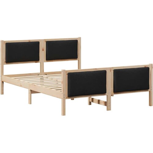  Krevetna konstrukcija s uzglavljem Crna 140 x 190 cm tkanina Smeđa Slike