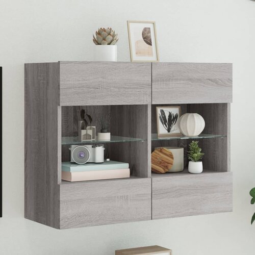  The Living Store Stenska TV omarica z LED lučkami siva sonoma 78,5x30x60,5 cm - TV Stenska Omarica, (21555349) Slike