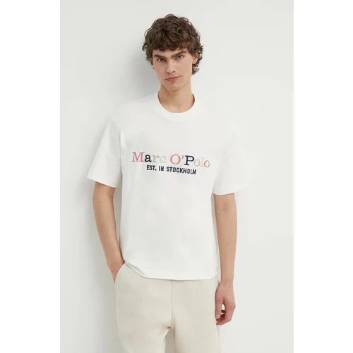 Marc O'Polo Bombažna kratka majica moška, bela barva, 424208351304