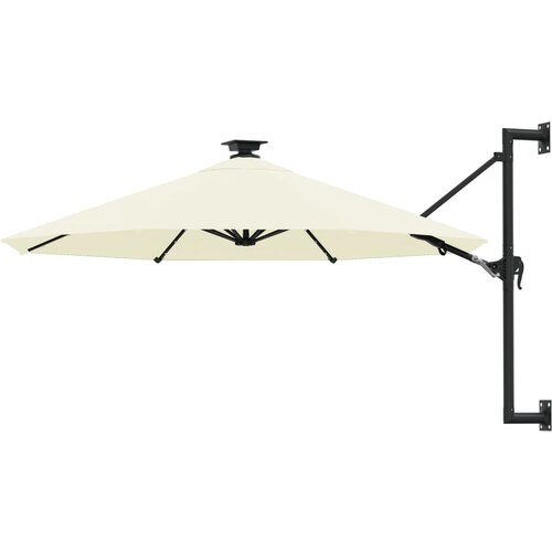vidaXL Stenski senčnik z LED in kovinskim drogom 300 cm peščen Cene
