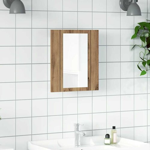  LED kupaonski ormarić s ogledalom boja hrasta 40x12x45cm drveni Cijene