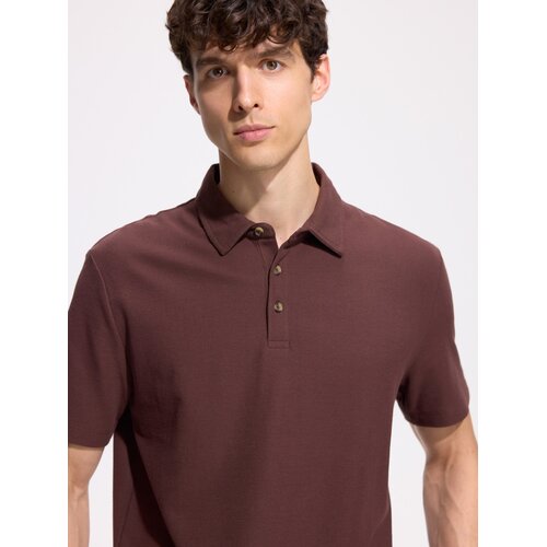Reserved Regular fit polo-majica - tamnosmeđe Cijene