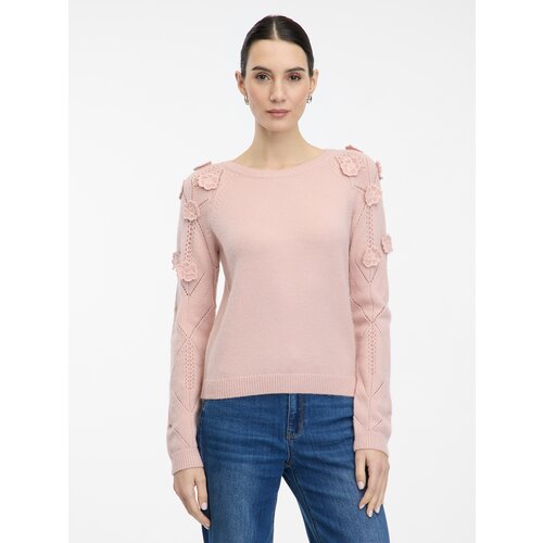 Orsay Light pink women's sweater with floral application - Women's Cijene