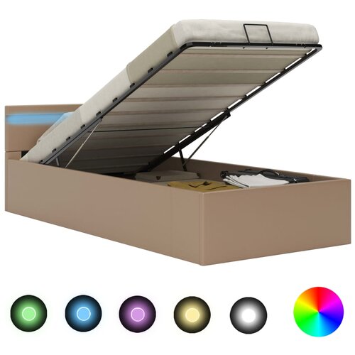 vidaXL Hidraulični okvir za krevet LED boja cappuccina 90 x 200 cm Cene