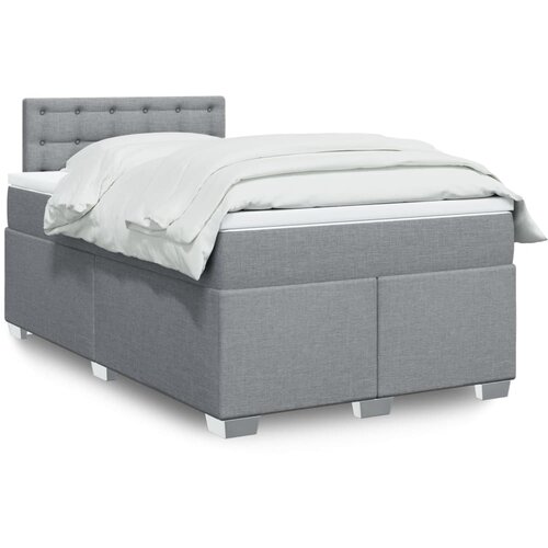 VidaXL Box spring postelja z vzmetnico svetlo siva 120x200 cm blago Slike