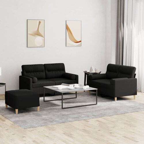  3-dijelni set sofa s jastucima crni od mikrovlakana Cijene