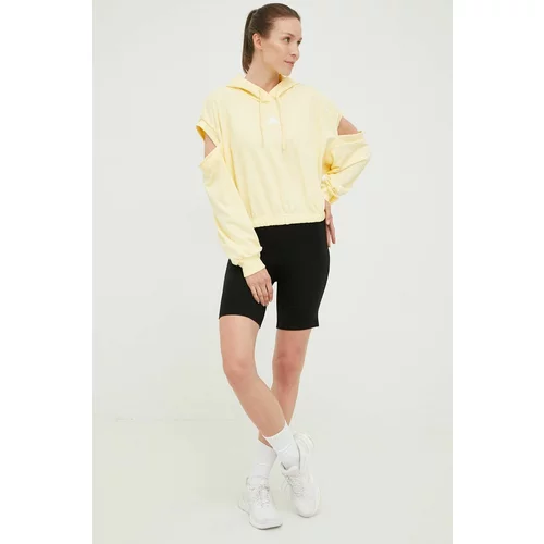 Adidas Dukserica za žene, boja: žuta, s kapuljačom, glatka