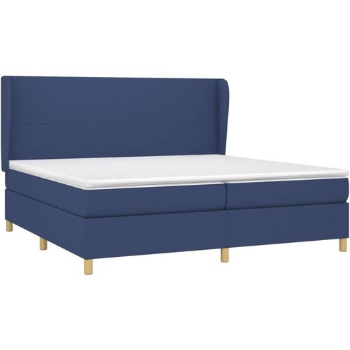  Krevet s oprugama i madracem plavi 200 x 200 cm od tkanine Slike