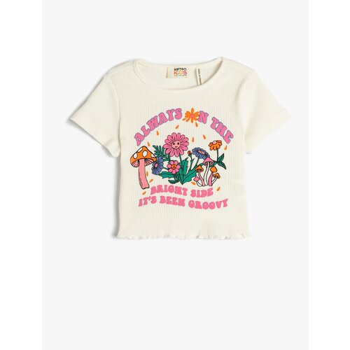 Koton T-Shirt Short Sleeve Crew Neck Printed Ribbed Slike
