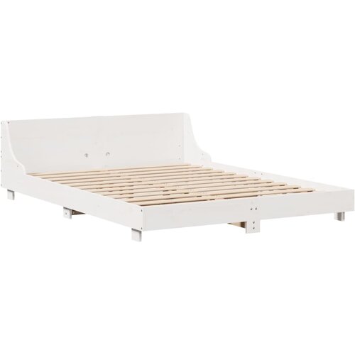 VidaXL Posteljni okvir z vzglavjem bel 135x190 cm trdna borovina, (21260905) Slike