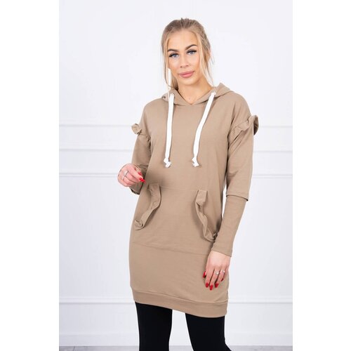 Kesi Dress with decorative ruffles and camel hood Cene