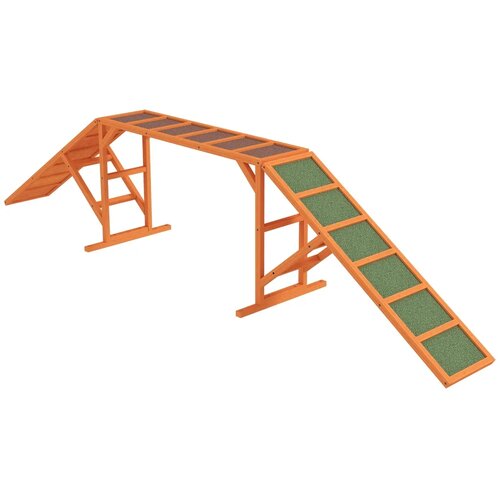  Rampa za pse Agility staza s preprekama protuklizna otporna na vremenske uvjete drvena 335 x 55 x 60 cm narančasta Slike