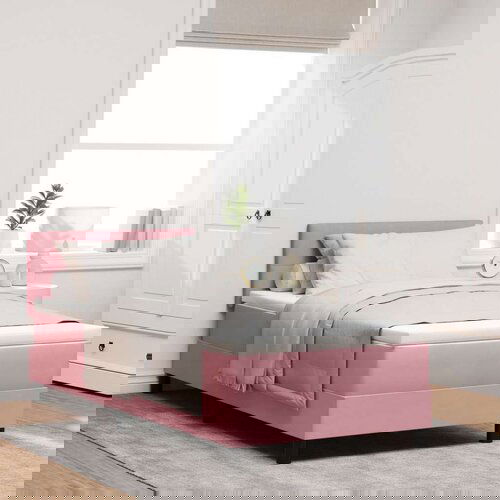  Uzglavlje s madracem i LED svjetlom ružičasto 100x200 cm baršun Cene