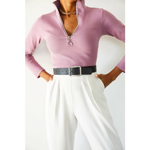 XHAN Women's Pink Camisole Zipper Blouse Cene