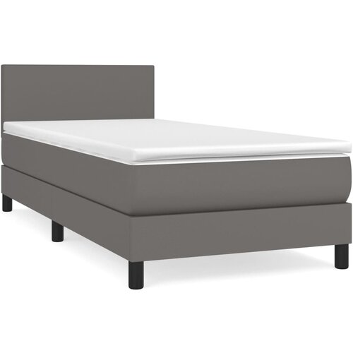  Krevet s oprugama i madracem sivi 80 x 200 cm od umjetne kože Slike