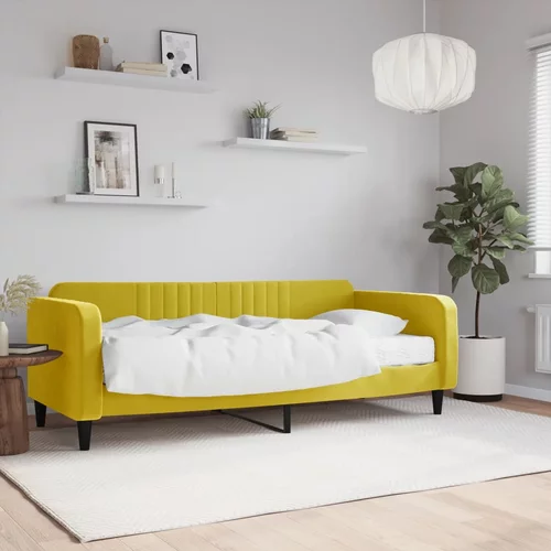 vidaXL Dnevna postelja z vzmetnico rumena 90x200 cm žamet
