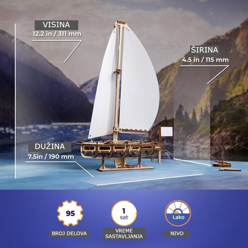 UGEARS 3d drvena puzzla - OCEAN BEAUTY JAHTA Slike