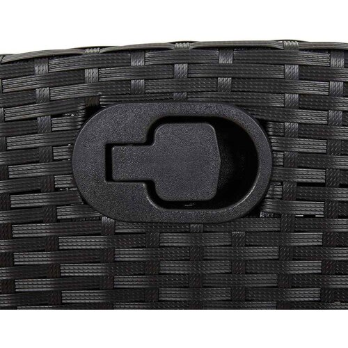  5-dijelni vrtni blagovaonski set s jastucima od poliratana crni Crna 150 cm table length Slike