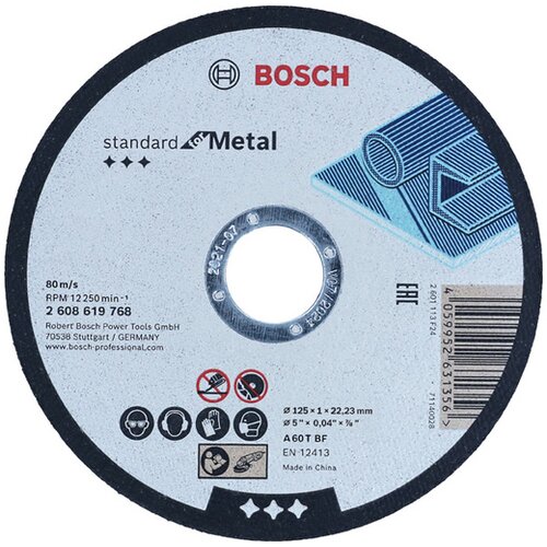Bosch Rezna ploča sa ravnim centrom za male ugaone brusilice, otvor 22,23mm Standard for Metal 2608619768 Slike