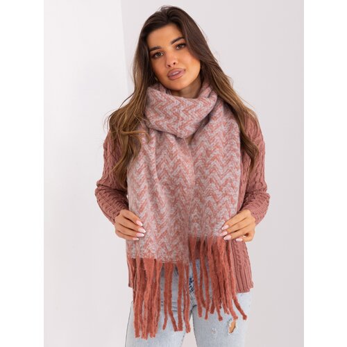 Fashion Hunters Orange and light grey patterned scarf Slike
