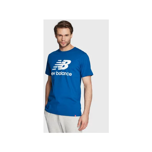 New Balance Majica Essential Logo MT01575 Modra Athletic Fit