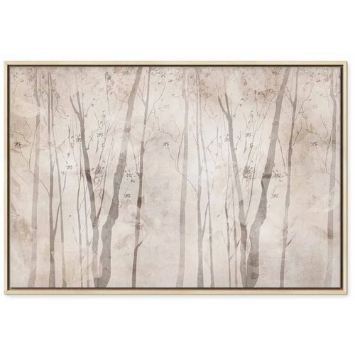  Slika - Beige Forest of Thoughts (1 Part) Wide 120x80 U prirodnom drvenom okviru Cene
