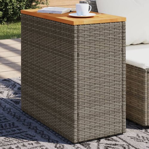 VidaXL Vrtni bočni stolić s drvenom pločom sivi 58x27 5x55cm poliratan Slike