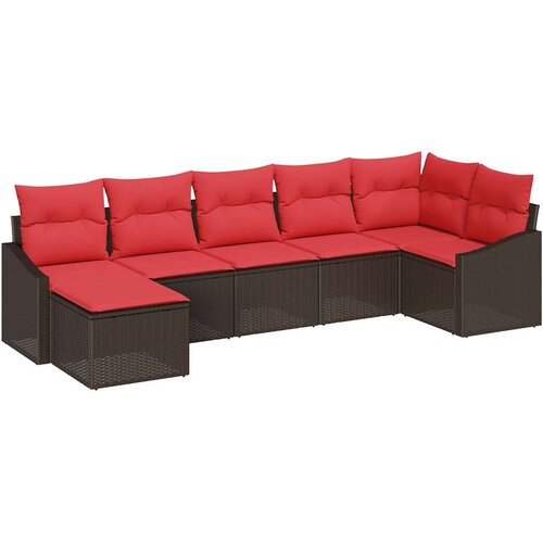 vidaXL Kavčna garnitura z blazino 7 pcs Rjava poli ratan, (5000153754) Cene