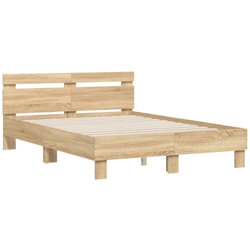  Okvir za krevet s uzglavljem i LED boja hrasta sonome 120x190cm Slike