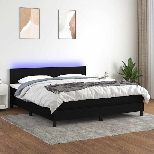  box spring s madracem LED crni 180x200 cm od tkanine Cijene