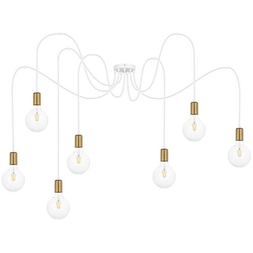  Luster na sajli MIROS 7xE27/60W/230V pauk bela/zlatna Cene